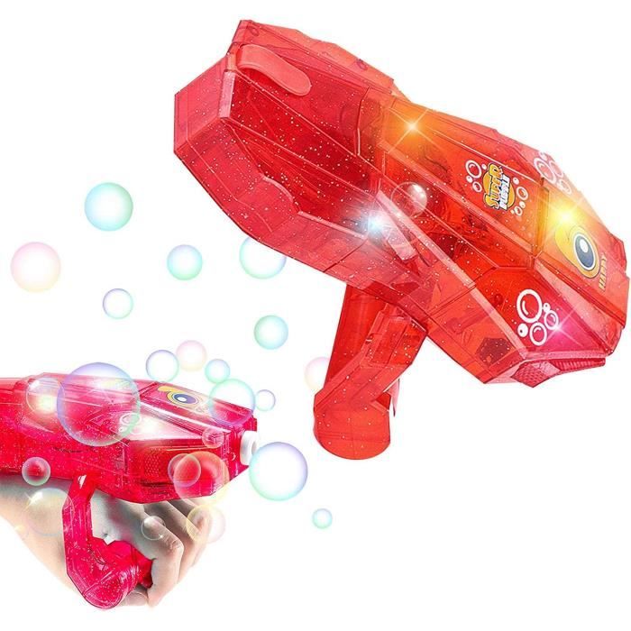Machine à Bulles Automatique Joellfuner – Avec Lumières, Musique Et 20 Recharges – Hauteur Réglable – Rouge