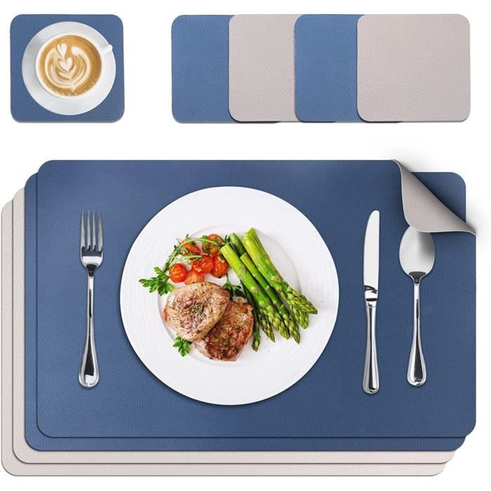 Set De Table Lavable 6 Pièces - Dessous De Plat Et Verre Double Face, Antidérapant, Résistant à La Chaleur 80°C