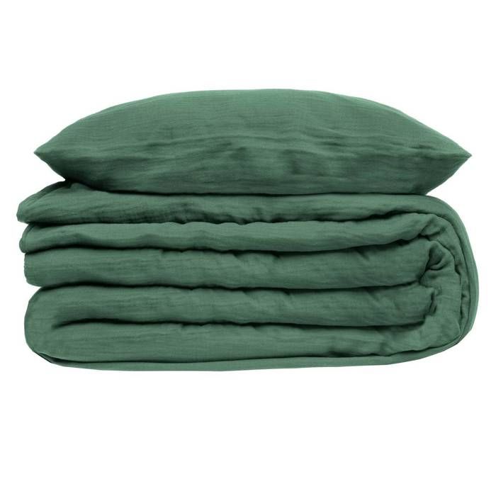 Parure de lit gaze de coton vert céladon 240x220cm - Atmosphera Créateur dintérieur