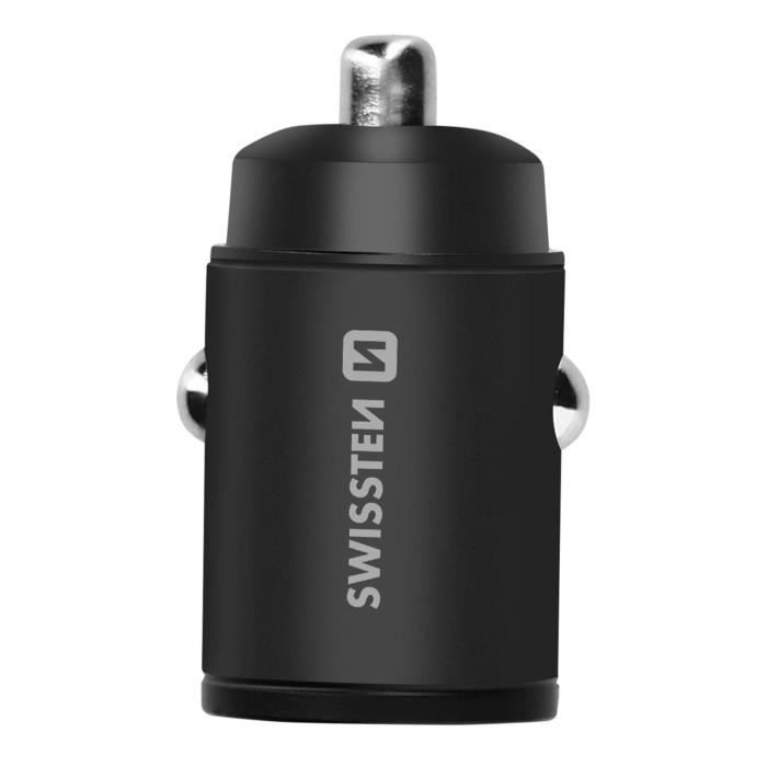 Chargeur Allume-cigare Double USB-C 30W Charge Rapide Ultra-Compact,  Swissten Nano - Noir - Français
