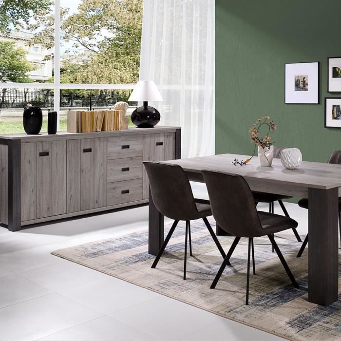 salle a manger contemporaine couleur bois gris melany l 180 x p 98 x h 78 5 cm gris cdiscount maison