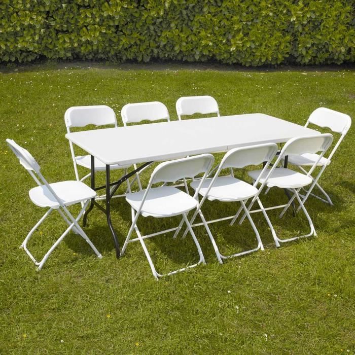 Table pliable et chaises pliantes 8 personnes