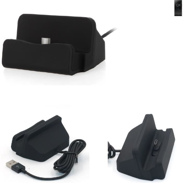 K-S-Trade pour Sony Xperia XA1 Station Charge daccueil Base De Chargeur Dock Chargement Connecteur USB Type-C Support Montage Stand Noir 