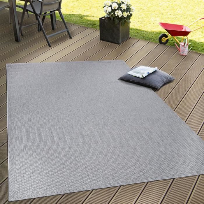 interieur exterieur tissage a plat tapis terrasses tapis look naturel en gris 120x160 cm cdiscount maison