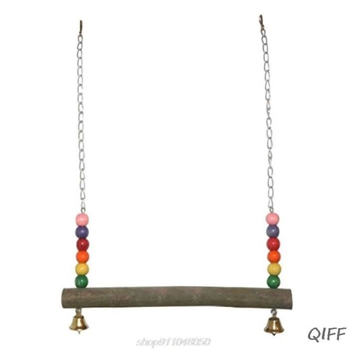 Perchoir Balançoire En Bois Pour Oiseaux Avec Miroir - Jouet Pour Perroquets, Perruches, Inséparables - Pour Cage - 5