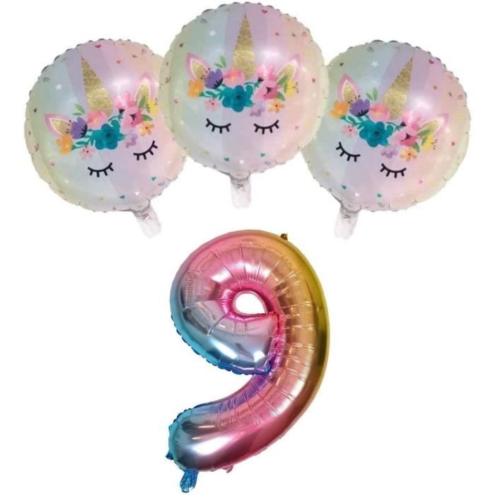 Décoration Anniversaire 9 Ans Fille - Thème Violet, Ballons, Guirlandes, Insert Gâteau - Kit Fête Complet - 4