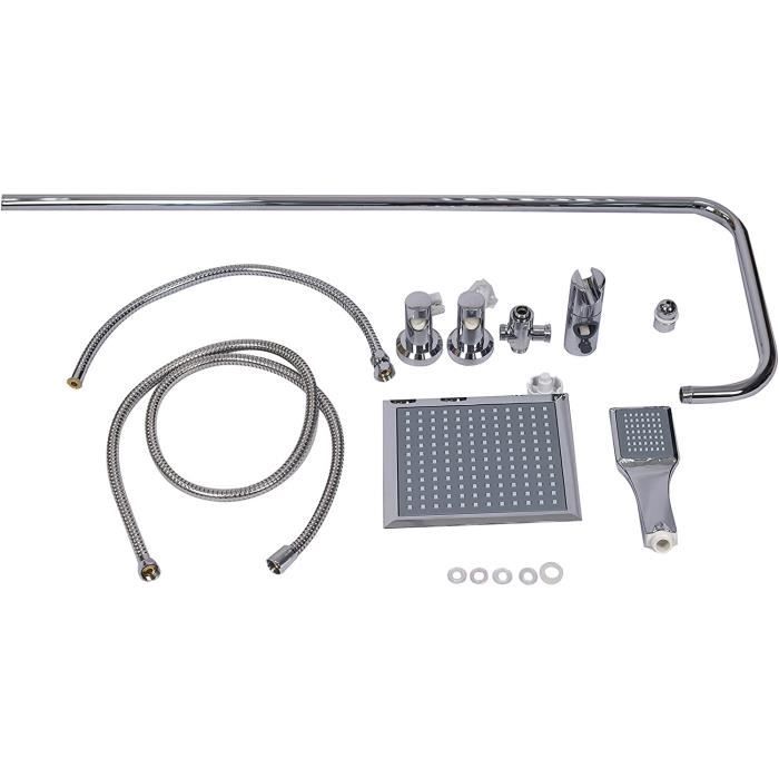 Douche Carrée À Jet De Pluie Avec Douchette Manuelle Batterie De Douche