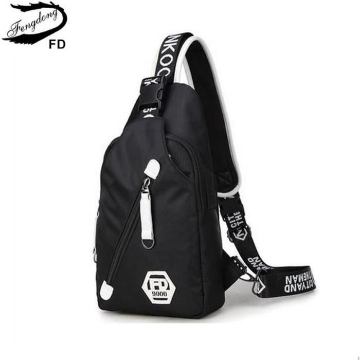 Sac Banane Homme – Messager Multifonction – Nylon, Zip, Noir?