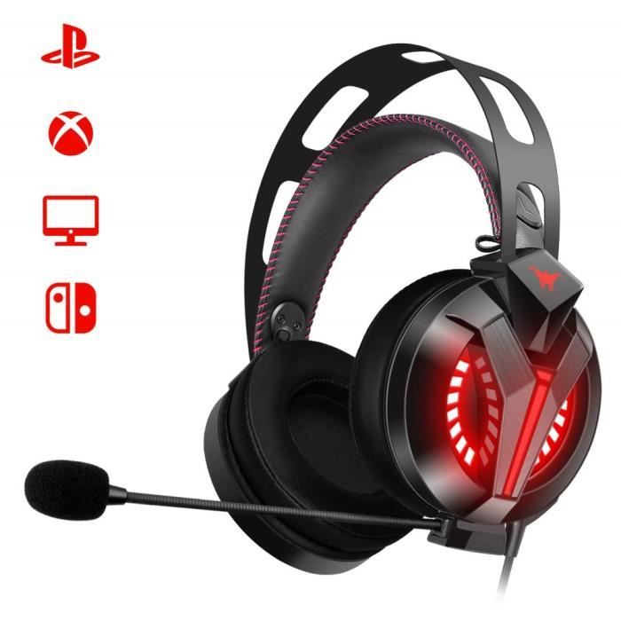 Casque Gaming , pour Xbox One, PS4, PC, avec Anti-Bruit Micro \u0026 7.1  Surround Sonore-Casque Gamer avec Cache-Oreilles à Mémoire - Cdiscount TV  Son Photo
