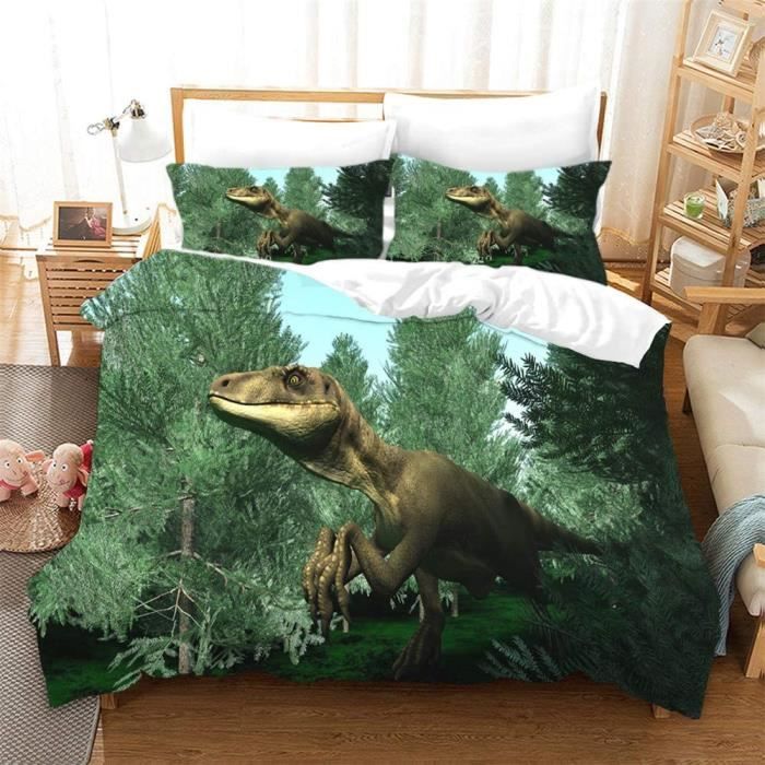 Parure De Lit Dinosaure 1 Place - 100% Coton | Enfant