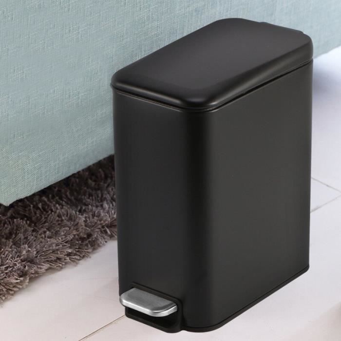 Poubelle,Poubelle rectangulaire en acier inoxydable, 5l, petit panier  poubelle pour salle de bains DIN889 - Type Black - Cdiscount Maison