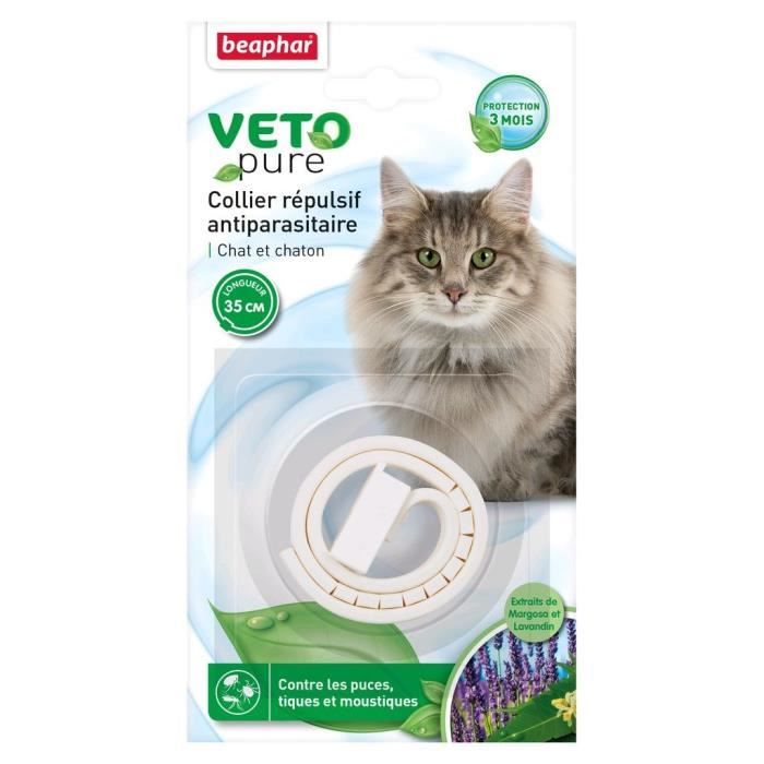 beaphar collier antiparasitaire vetopure pour chat et chaton blanc cdiscount animalerie
