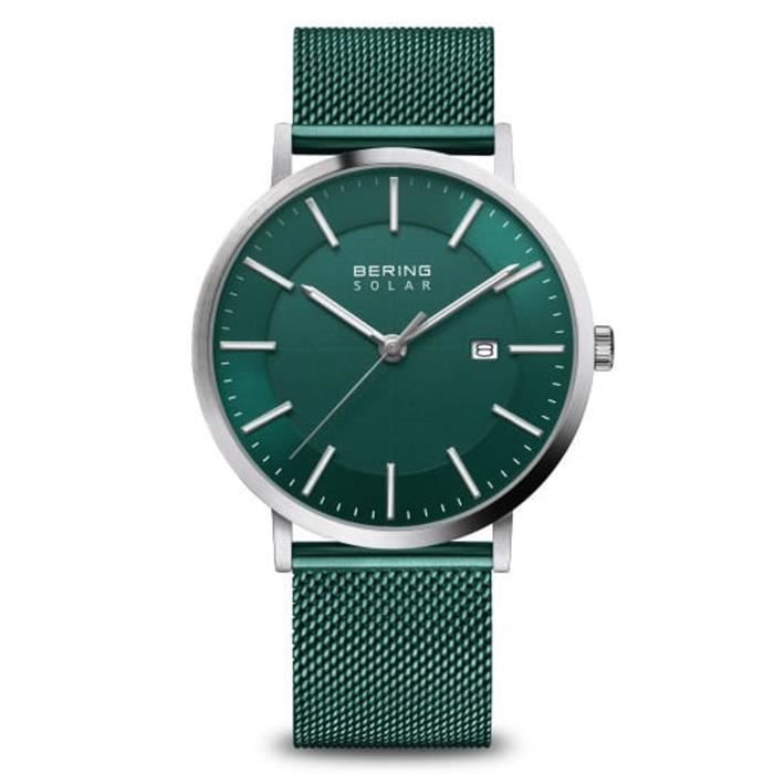 Montre BERING Slim Solar Acier inoxydable Maille milanaise