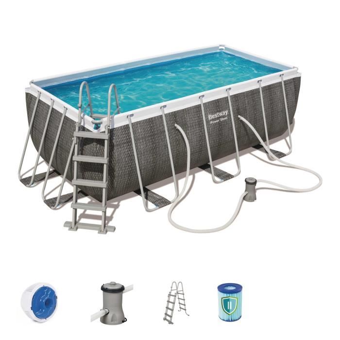 Bestway Kit Piscine Rectangulaire Steel Frame Pool 412 X 201 X 122 Cm Tresse Achat Vente Piscine Bestway Kit Piscine Rectangula Cdiscount