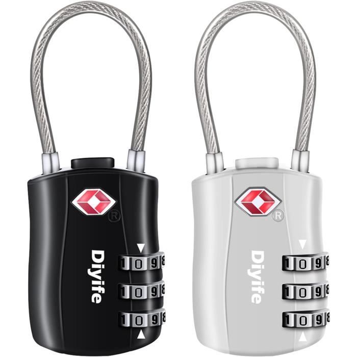 Lot De 5 Cadenas TSA CFMOUR à Combinaison 3 Cadrans - Serrures De Voyage Sûres Pour Valises Et Bagages, Noir