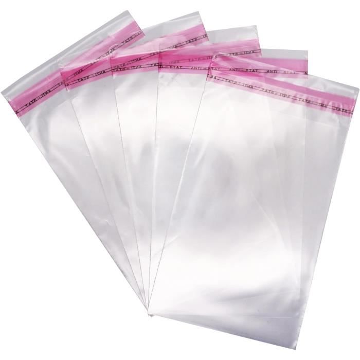 Lot De 100 Sacs Cellophane Autocollants 5x18cm - Fermeture Autocollante, Transparents - Pour Bijoux, Stylos, Bonbons, Rangement
