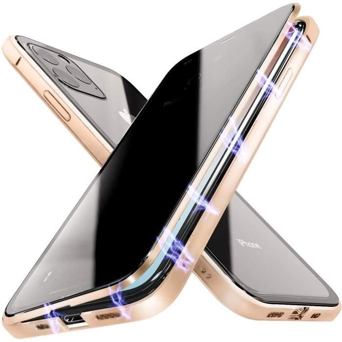 Coque IPhone 13 Mini Magnétique 360° - Protection Choc + Verre Trempé Avant/Arrière + Bumper Métal - Transparente - 11