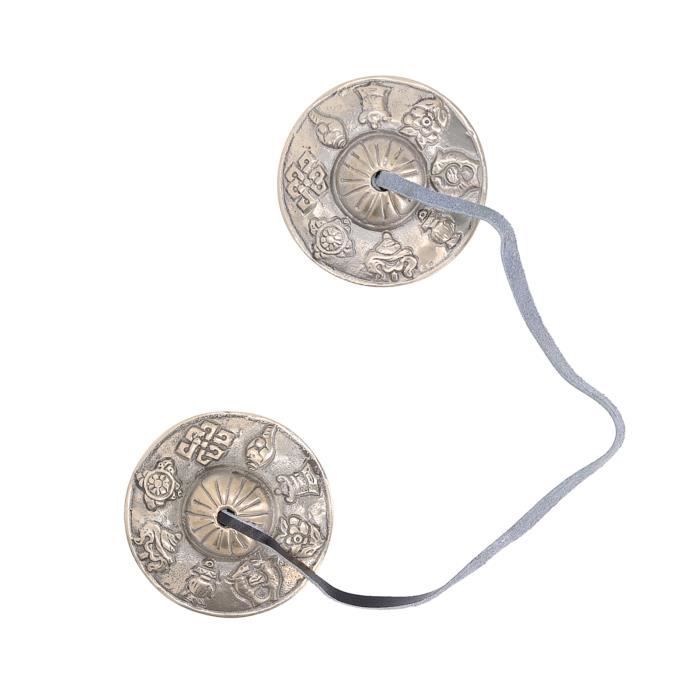 Cloche de méditation tibétaine – Bronze plaqué argent – 13 cm