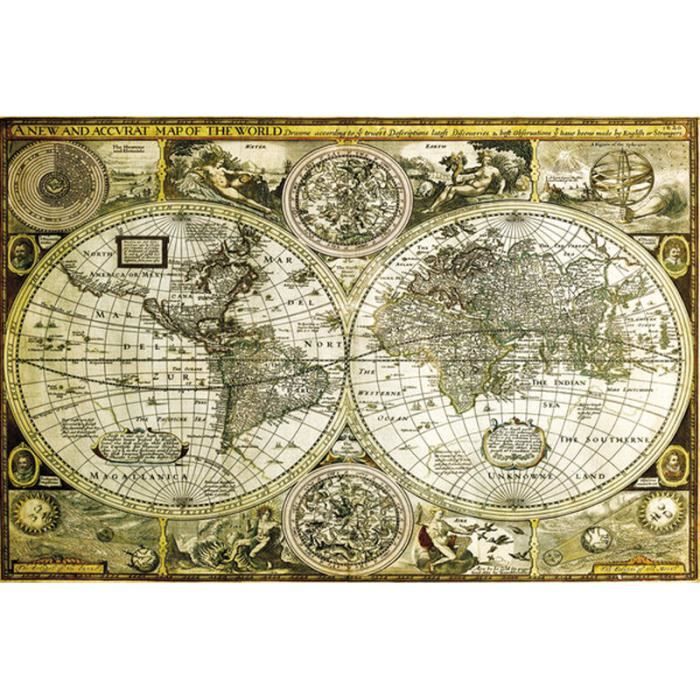 Poster Carte Du Monde Ancienne Cdiscount Maison