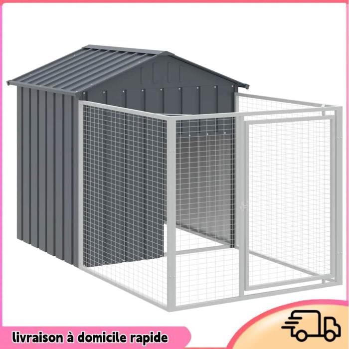 Comparer les prix de Cocosity Niche pour chien avec cour anthracite 117x201x123 cm - 7894202886394