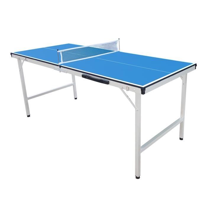 COUGAR - Table de Ping Pong Mini 1500 Portable Bleu - Cadre Robuste Aluminium, Protections Angles