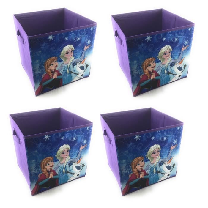 Lot De 4 Tiroirs De Rangement Frozen Disney Pliable 28x28x28 Cm