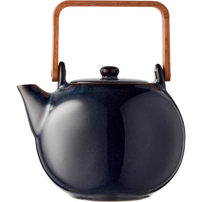 Théière Sanibel Crate And Barrel - Blanche à Rayures Bleues, Jaunes Et Vertes