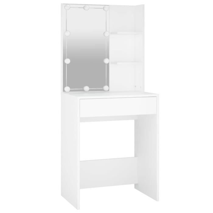 Fafeicy Coiffeuse avec LED Blanc 60x40x140 cm LS008