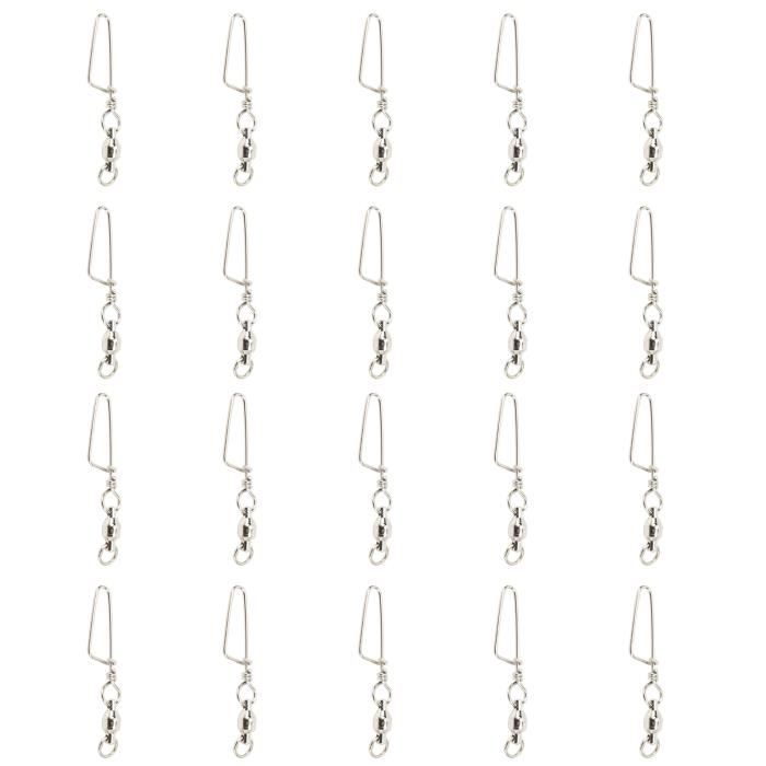 Lot De 20 Émerillons De Pêche Avec Mousqueton (Taille 12 / #8) | Acier Résistant, Pour Bas De Ligne, Truite, Mer