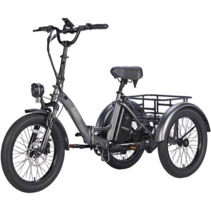 velo electrique Fafrees F20 Mate Autonomie 75km Moteur 500W Avec plage arrière Camion cargo à trois roues 48V18.2Ah Noir