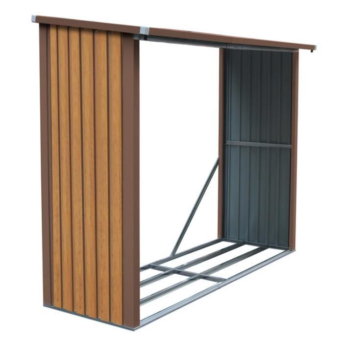 abri buches en metal couleur bois 4 5 steres cdiscount jardin