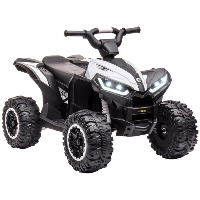 Quad électrique - HOMCOM - enfant 12 V 2 moteurs 2 vitesses 3-6 km/h phares LED klaxon - PP - blanc