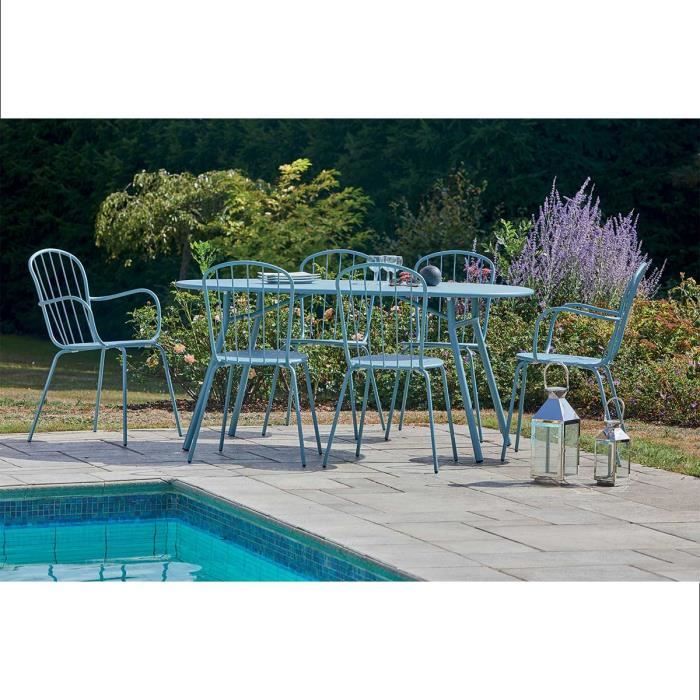 Ensemble De Jardin En Metal Colore Gris Bleu O160 Cm X 90 Cm