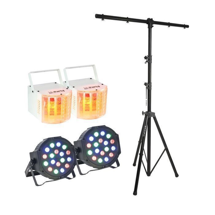 JEUX DE LUMIÈRE PACK DE 4 LIGHT + 1 PIED PORTIQUE SOIREE DANSANTE ANIMATION FÊTES PA DJ SONO MIX CADEAU