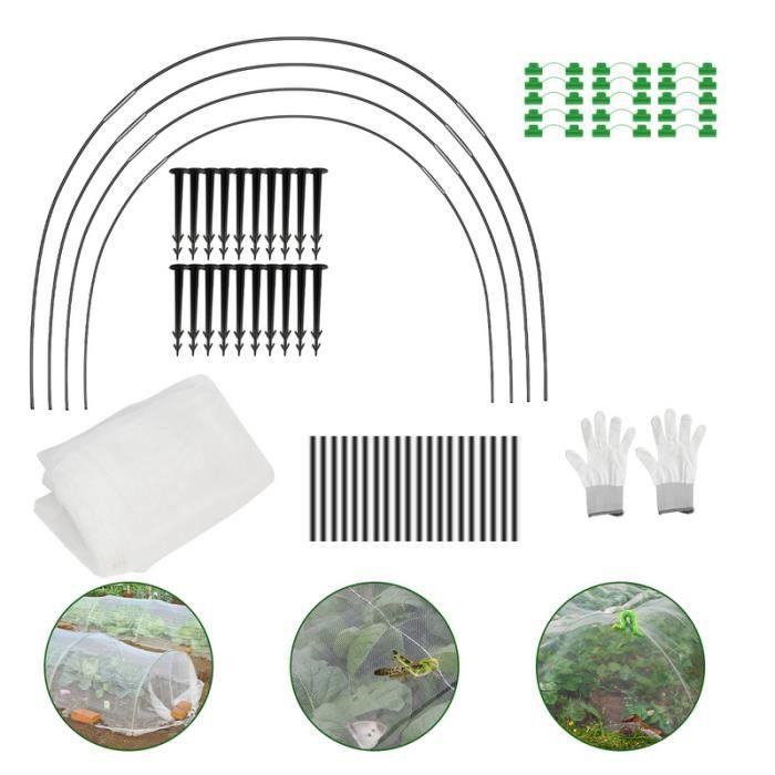Lot De 2 Tunnels De Culture Jardin - Maille Noire 300x45x45 Cm - Protection Contre Gel Et Insectes Pour Légumes Et Fruits