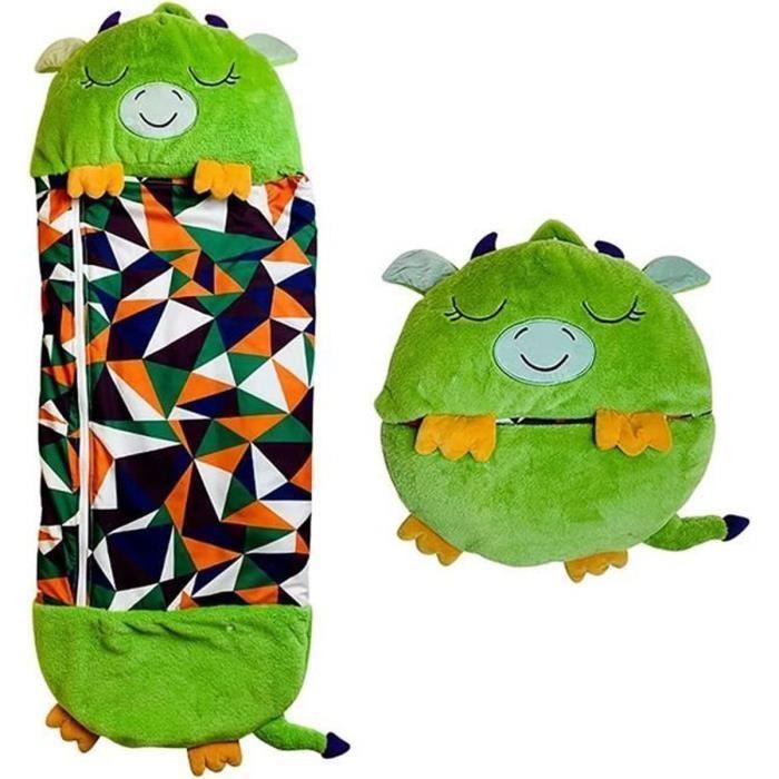 Ohlala Sac de Couchage avec coussin Confortable et Doux pour Enfants 160*60cm-verte