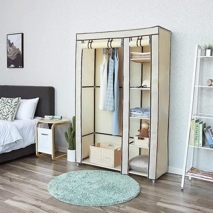 KEDIA. Armoire en Tissu, Penderie Vetement Armoire avec Tringle et