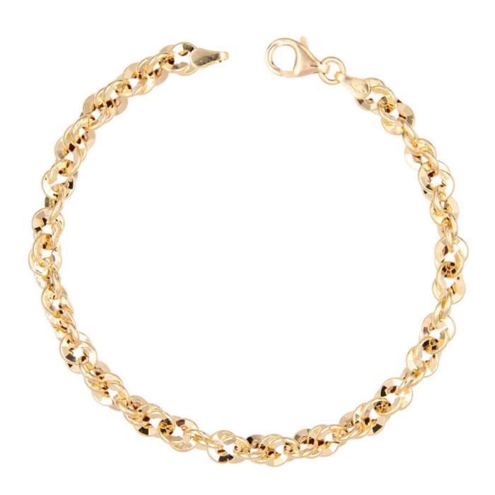 Bracelet Femme En Or 18 Carats Maille Corde – 21 Cm Neuf Et Original