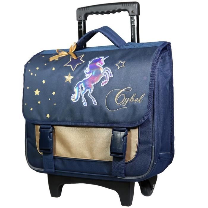 Cartable a top roulette licorne