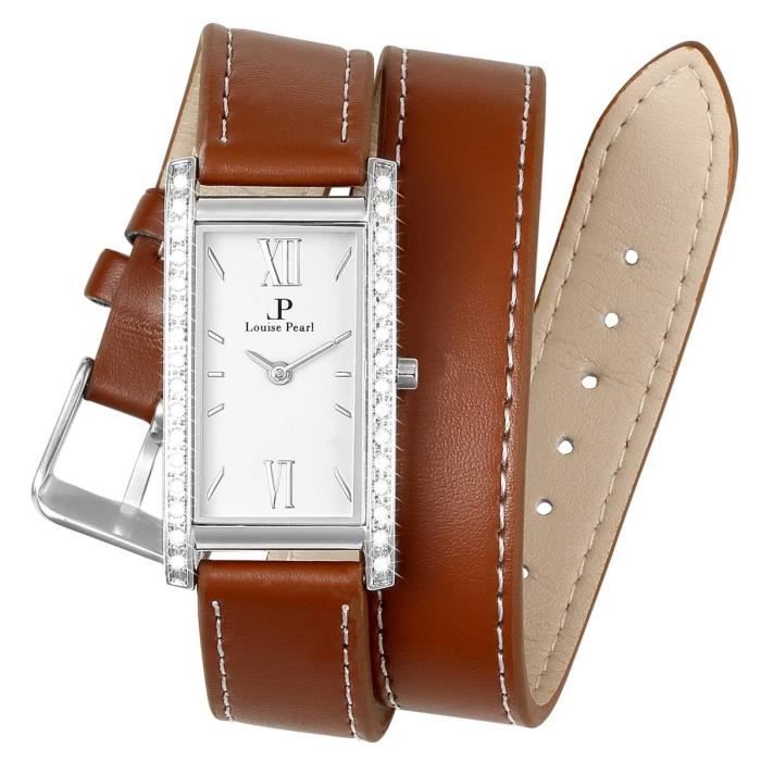 Belle Montre Femme Louise Pearl orn e de Cristaux SWAROVSKI Cuir