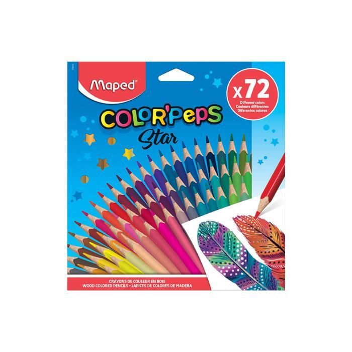 Maped - Crayons de Couleur Color'Peps Classic - 24 Couleurs Vives - Crayon de Coloriage Triangulaire Ergonomique - Pochette Carton de 24 Crayons en Bois Certifiés FSC