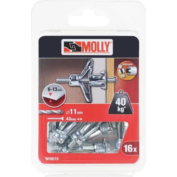 MOLLY Lot de 16 Chevilles 5x36 mm + vis