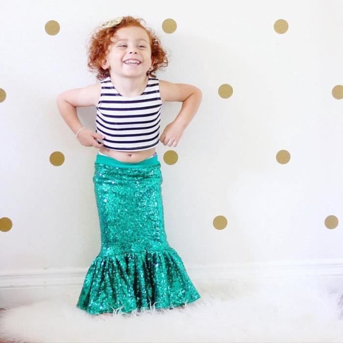 Enfants Bebe Fille Debardeur Queue De Sirene Jupes Robe 2pcs Tenues Ensemble Vert Cdiscount Pret A Porter