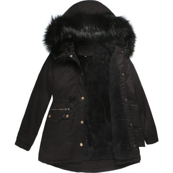 Parka noir capuche femme 2025