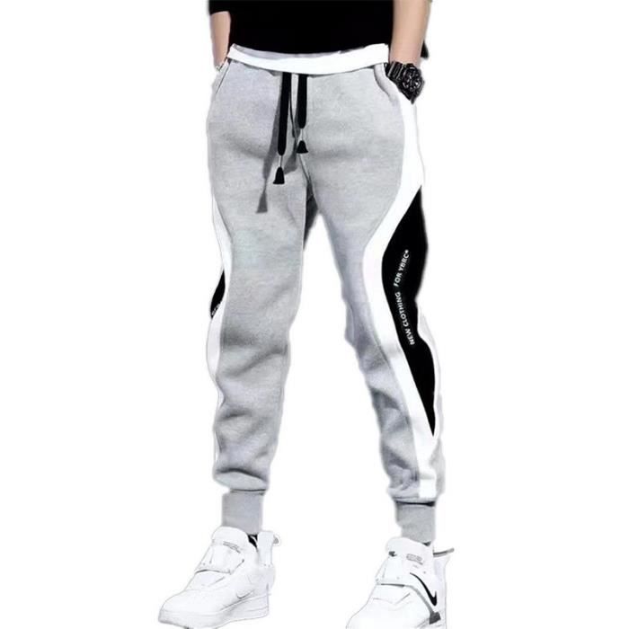 Pantalon Homme,Mode Pantalon Jogging Homme Taille Elastique,Grande Taille Pantalons de Sport Homme Coupe Ajustée-Gris