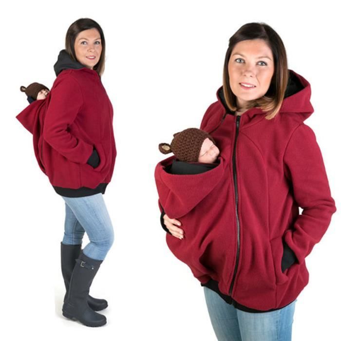 Porte Bebe Veste Kangaroo Manteau Chaude Maternite Pull Pour Enceinte Femmes Rouge Achat Vente Manteau Caban Cdiscount