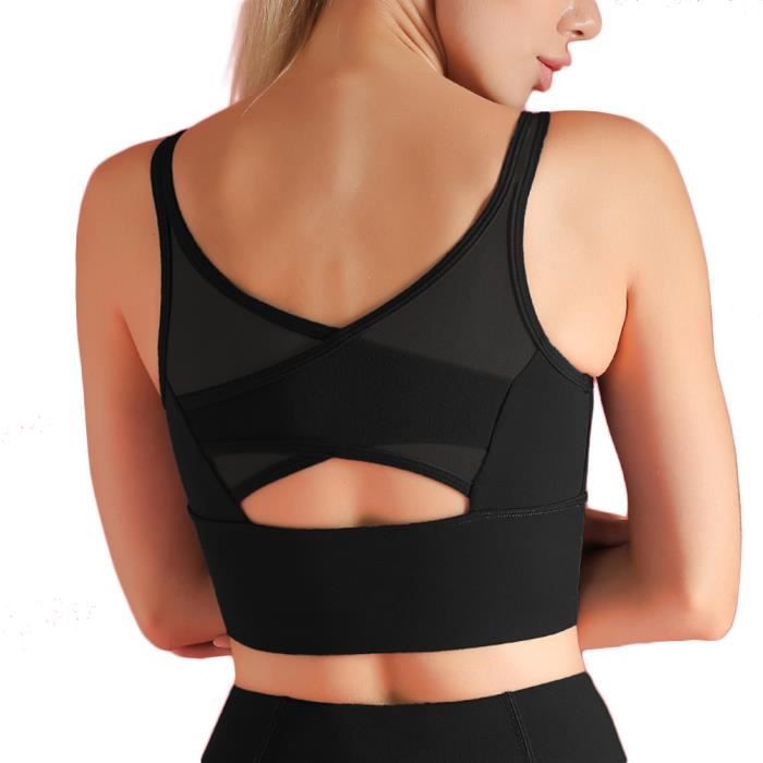Brassiere Sport Femme Soutien Gorge avec Coussinet Amovible sans Couture sans Armature Noir S Noir Cdiscount Sport