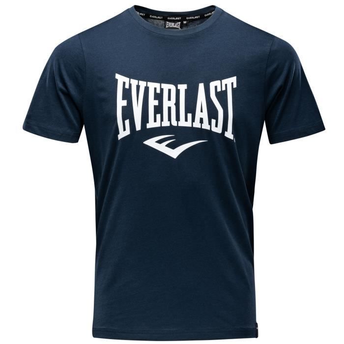 Tee Shirt Homme EVERLAST Russel Bleu - Manches Courtes - Coupe Athlétique - Coton Doux