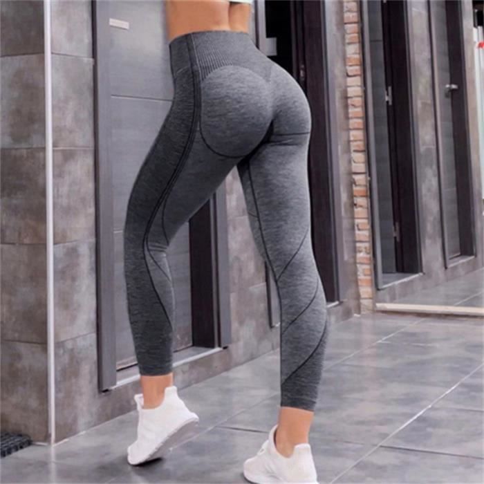 Pantalon de Fitness Femme Sans Couture Yoga Noir WF Noir
