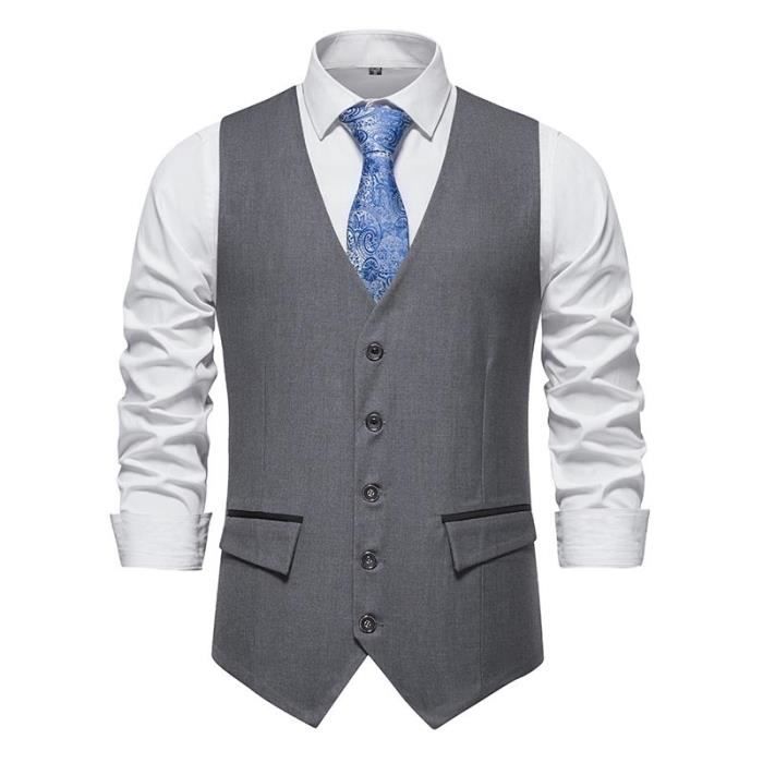 Gilet de Costume Homme Business Col V Sans Manche Mariage